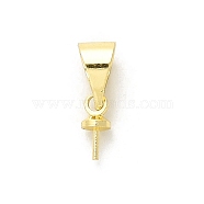 Rack Plating Brass Ice Pick Pinch Bails, Long-Lasting Plated, Lead Free & Cadmium Free, Real 18K Gold Plated, 12mm, Hole: 5x4mm, Pinch Bails: 6x2.8mm, Pin: 0.8mm(KK-L210-004G-01)