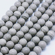 Natural Silver Line Jasper Beads Strands, Round, 10mm, Hole: 1mm(G-F531-10mm-O)