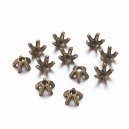 Tibetan Style Bead Caps, Cadmium Free & Nickel Free & Lead Free, Star, Antique Bronze, 7mm in diameter, 4mm thick, hole: 1mm(X-MLF0663Y-NF)