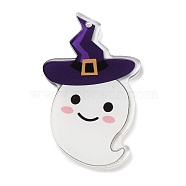 Halloween Theme Double Sided Printed Acrylic Big Pendants, Ghost, 53x33x3mm, Hole: 2mm(OACR-Z023-02J)