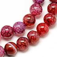 Natural Dragon Veins Agate Beads Strands, Dyed, Round, Crimson, 8mm, Hole: 1mm, about 48pcs/strand, 14.96 inch(X-G-Q948-81G-8mm)