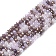 Electroplate Glass Beads Strands, AB Color Plated, Faceted, Rondelle, Lavender Blush, 3x2.5mm, Hole: 0.7mm, about 188~190pcs/16.93 inch~17.71 inch(43~45cm)(EGLA-S192-001A-B01)