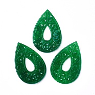 Natural Dyed Jade Big Pendants, teardrop, 53~54x35~35.5x2~3.5mm, Hole: 1~1.5mm(G-F611-08)