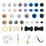 DIY Beaded Keychain Bracelet Making Kit, Including Alloy Split Key Rings & Clasps, Plastic Clasps, Silicone & Wood European Beads, Octagon with Eye & Hexagon & Round, Mixed Color(DIY-TA0004-23)