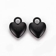 Spray Painted Alloy Charms, Cadmium Free & Lead Free, Heart, Black, 14.5x11x4mm, Hole: 3mm(PALLOY-Q433-032I-RS)