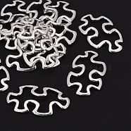Tibetan Style Alloy Linking Rings, Cadmium Free & Nickel Free & Lead Free, Autism Puzzle Jigsaw, Antique Silver, 30x18x3mm(TIBE-3558-AS-FF)