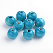 Natural Wood Beads, Dyed, Round, Sky Blue, 19~20x17.5~18mm, Hole: 4.5mm, about 400pcs/1000g(TB20mmY-6)