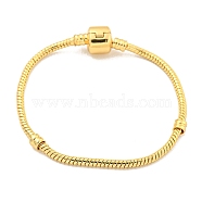 2.5MM Brass European Style Round Snake Chain Bracelets for Jewelry Making, with Clasps, Real 18K Gold Plated, 7-1/8 inch(18.2cm)(BJEW-G703-02G)