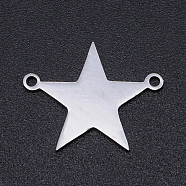 201 Stainless Steel Links connectors, Laser Cut, Blank Stamping Tag, Star, Stainless Steel Color, 14x18x1mm, Hole: 1.5mm(STAS-S105-T910-1)