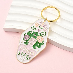 Alloy Enamel Keychains, Twelve Constellation, with Iron Rings, Golden, Virgo, 89mm(KEYC-YW00224-02)