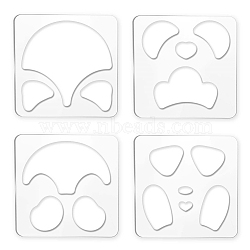 Acrylic Earring Handwork Template, Card Leather Cutting Stencils, Square, Clear, Animal Pattern, 152x152x4mm, 4 styles, 1pc/style, 4pcs/set(TOOL-WH0152-023)