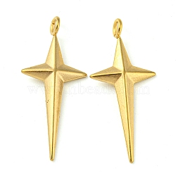 Ion Plating(IP) 304 Stainless Steel Pendants, Star Charm, Real 18K Gold Plated, 26x11.5x1.5mm, Hole: 2mm(STAS-P341-34G)