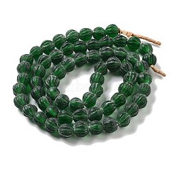 Handmade Lampwork Beads, Pumpkin, Dark Green, 10.5x9.5mm, Hole: 1.5mm, about 64pcs/strand, 25.79''(65.5cm)(LAMP-Z008-05A)