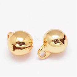 Brass Small Bell Charms, Cadmium Free & Nickel Free & Lead Free, Real 18K Gold Plated, 11x8mm, Hole: 2mm(KK-P046-01G-8mm-NR)