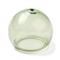 Transparent Glass Bead Cone, for Wind Chimes Making, Half Round, Yellow Green, 20x17mm, Hole: 1.6mm, Inner Diameter: 12.4mm(GLAA-G100-01C-02)