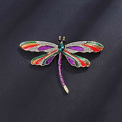 Dragonfly Enamel Pins, Alloy Rhinestone Lapel Pins for Backpack Clothes, Colorful, 47x71mm(ALRI-I022-02KCG)