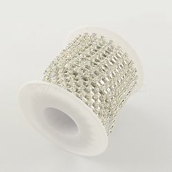 Brass Crystal Rhinestone Strass Chains, with Spool, Rhinestone Cup Chain, Silver, 3mm, about 10yards/roll, 1527pcs/roll(CHC-R120-03)