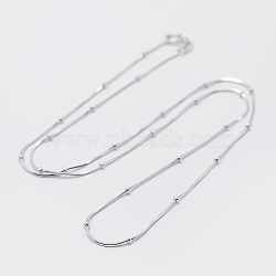Sterling Silver Snake Chain Necklaces, with Beads, with 925 Stamp, Silver, 18 inch (45cm), 0.7mm(STER-K171-19P)