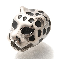 304 Stainless Steel Beads, Leopard, Antique Silver, 12x11x14.5mm, Hole: 2.5mm(STAS-G350-36AS)