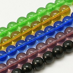 Glass Beads Strands, Round, Mixed Color, 8mm, Hole: 1mm, about 40pcs/strand, 11 inch~12 inch(GR8mm)