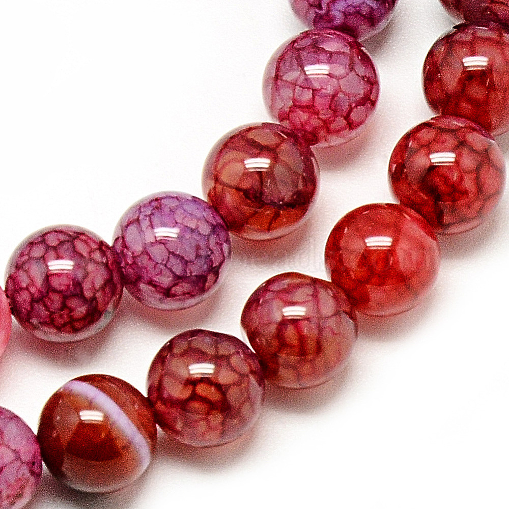 GraceAngie 1 Strand Natural Round Red Fire Dragon Veins Agate Gemstone Beads 6mm approx 68pcs Energy Stone Healing Power for Jewelry Making
