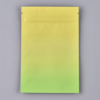 Gradient Color Plastic Zip Lock Bags, Resealable Aluminum Foil Food Storage Bags, Self Seal Bags, Rectangle, Green, 15x10.1cm, Unilateral Thickness: 3.9 Mil(0.1mm)
