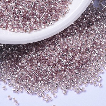 MIYUKI Delica Beads, Cylinder, Japanese Seed Beads, 11/0, (DB1433) Silver Lined Pale Blush, 1.3x1.6mm, Hole: 0.8mm, about 10000pcs/bag, 50g/bag