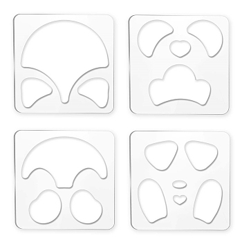 Acrylic Earring Handwork Template, Card Leather Cutting Stencils, Square, Clear, Animal Pattern, 152x152x4mm, 4 styles, 1pc/style, 4pcs/set
