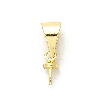 Rack Plating Brass Ice Pick Pinch Bails, Long-Lasting Plated, Lead Free & Cadmium Free, Real 18K Gold Plated, 12mm, Hole: 5x4mm, Pinch Bails: 6x2.8mm, Pin: 0.8mm