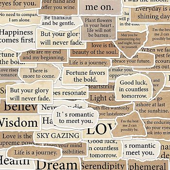 50Pcs PVC Self-Adhesive Inspirational Quote Stickers, Waterproof Nice Word Decals for Laptop, Mixed Shapes, 20~50x55
~78x0.3mm