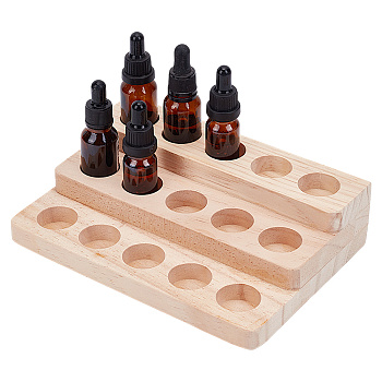 3-Tier 15 Slots Pine Wood Essential Oil Storage Display Riser Stands, Rectangle, Navajo White, 15x21.9x5.35cm