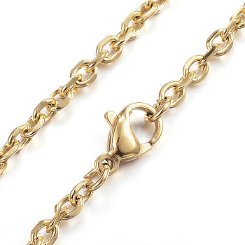 304 Stainless Steel Necklaces, Cable Chain Necklaces, Faceted, Golden, 19.69 inch(50cm)