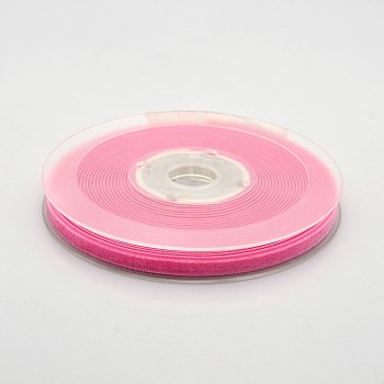 Polyester Velvet Ribbon for Gift Packing and Festival Decoration, Hot Pink, 1/4 inch(7mm), about 70yards/roll(64m/roll)
