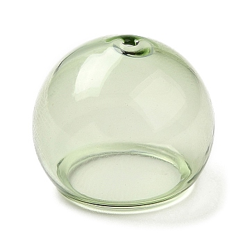 Transparent Glass Bead Cone, for Wind Chimes Making, Half Round, Yellow Green, 20x17mm, Hole: 1.6mm, Inner Diameter: 12.4mm