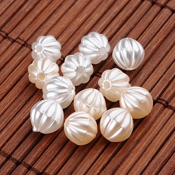 Round Imitation Pearl Acrylic Beads, Corrugated Beads, Mixed Color, 8mm, Hole: 2mm, about 2443pcs/500g