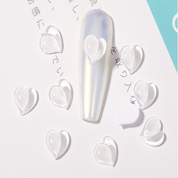 Nail Art Decoration Accessories, Resin, Heart, White, 8x8mm