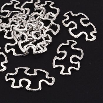 Tibetan Style Alloy Linking Rings, Cadmium Free & Nickel Free & Lead Free, Autism Puzzle Jigsaw, Antique Silver, 30x18x3mm