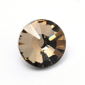 Glass Rhinestone Button, with Iron Tray, Furniture Decorate, Flat Round, Topaz, 18x14~14.5mm, Hole: 3.5mm