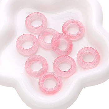 Handmade Lampwork Linking Rings, Rings, Pink, 25x5.5mm, Inner Diameter: 13.5mm, 5pcs/set