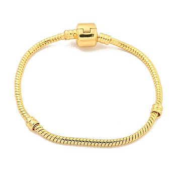 2.5MM Brass European Style Round Snake Chain Bracelets for Jewelry Making, with Clasps, Real 18K Gold Plated, 7-1/8 inch(18.2cm)