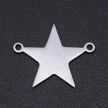 201 Stainless Steel Links connectors, Laser Cut, Blank Stamping Tag, Star, Stainless Steel Color, 14x18x1mm, Hole: 1.5mm