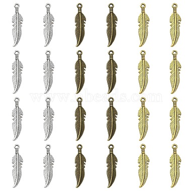 Mixed Color Feather Alloy Pendants