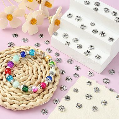 200pcs 10 styles de capuchons de perles en alliage de style tibétain(TIBE-CJ0001-22)-6