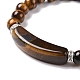 Bracelets de perles en œil de tigre naturel avec breloque(BJEW-K164-B06)-2