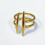 304 Stainless Steel Cuff Rings, Open Ring for Womens, Ion Plating(IP), Real 18K Gold Plated, 17mm(RJEW-OY001-01G)
