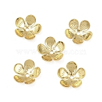 5-Petal Flower Brass Bead Caps, Lead Free & Cadmium Free & Nickel Free, Real 18K Gold Plated, 11.5x3.5mm, Hole: 1.4mm(KK-F921-11G)