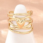304 Stainless Steel Cuff Open Rings, Heart, Ion Plating(IP), Golden, 17.5mm, Inner Diameter: 18mm(SA-H001-16G)