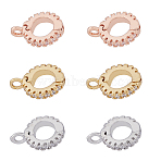 6Pcs 3 Colors Brass Cubic Zirconia Enhancer Shortener Bails, Hinged Pendant Bails, Long-Lasting Plated, Clear, Mixed Color, 12.3x9.2x2mm, Hole: 1.6mm, 2pcs/color(ZIRC-HY0001-11)