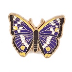 Butterfly Alloy Enamel Lapel Pin Backs, Gold, Indigo, 23x29mm(JEWB-P057-04B-G)