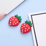 Opaque Resin Decoden Cabochons, for Hair Accessories, Strawberry, Red, 19x14x6.5mm(OHAR-PW0001-499F)